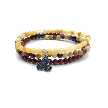 EMOTIONAL STABILITY & NURTURING -Yellow Jade, Red Jasper & Mookaite- 3/pc *MIGHTY MINIS* Healing Energy Stone Bracelets